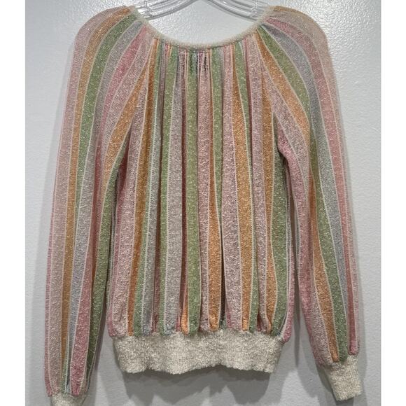 Vintage Rochelle California Rainbow Pastel Striped Sweater Boho Textured Knit - Picture 3 of 9